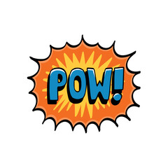 Speech bubble pow. Comic speech bubble with  emotion. Hand drawing. Color vector illustration in cartoon line style.