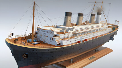 Naklejka premium Detailed 3D Model of the RMS Titanic: Capturing Grandeur and Historical Significance