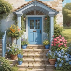 Naklejka premium house with flowers