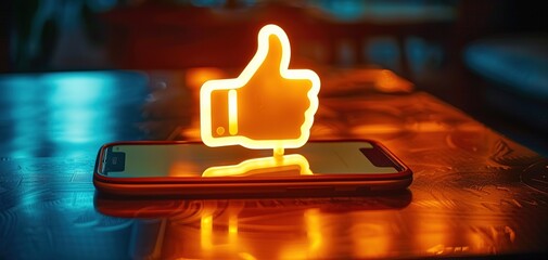 A thumbs up icon for the facebook like button blurred background