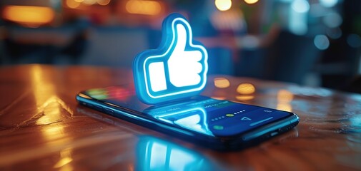 A thumbs up icon for the facebook like button blurred background