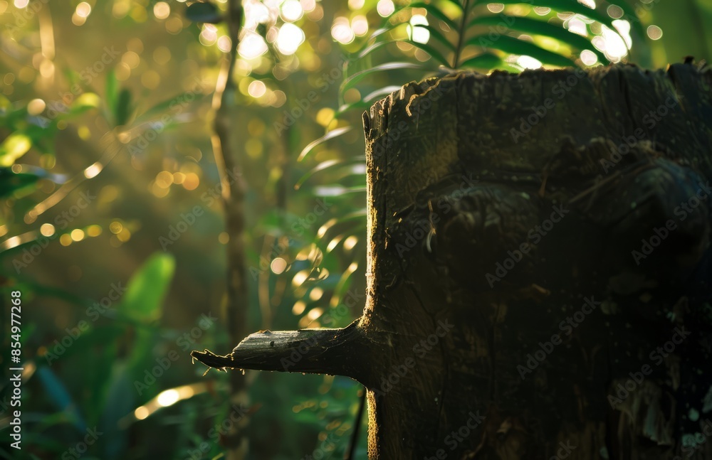Poster sunlight filtering through the forest