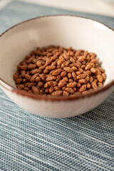Puffed rice cereal with chocolate in a bowl