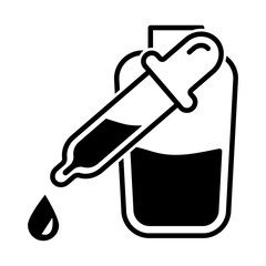 Serum vector icon. Facial oil sign. Dropper with bottle illustration. Essential oil symbol. Face care pictogram.