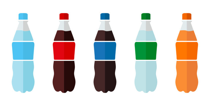Plastic bottles of water icon. Mineral water illustration. Sweet soda symbol. Fizzy drinks sign.