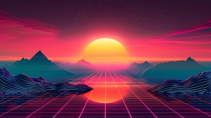 futuristic, abstract, illustration, design, laser, night, technology, blue, bright, vector, background, galaxy, glowing, poster, template, sky, nostalgia, purple, light, striped, geometric, 1980, retr