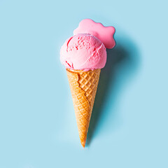 Melted Pink Ice Cream Cone