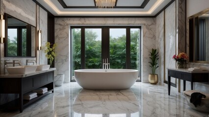 Fototapeta premium Heavenly bathroom with golden accents