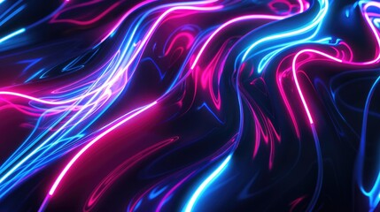 Obraz premium Glowing neon streaks on a dark backdrop, creating a vibrant and modern aesthetic suitable for nightlife, music, and tech designs