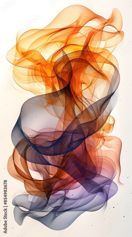 Poster elegant abstract composition with harmonious sinuous lines and muted earthy tones