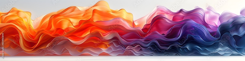 Poster captivating abstract 3d render of undulating bands of bold saturated color on pristine white