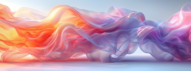 Fototapeta premium Ethereal Abstract Vision Diaphanous Ribbons of Soft Hues in Dreamlike Arrangement on Pristine Plane