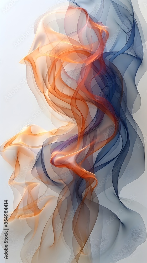 Poster minimalist abstract study with delicate harmonious sinuous lines on clean white surface