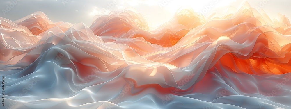 Poster serene 3d rendered abstract artwork with soothing color curves and tranquil meditative display on