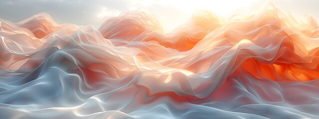 Obraz premium Serene 3D Rendered Abstract Artwork with Soothing Color Curves and Tranquil Meditative Display on