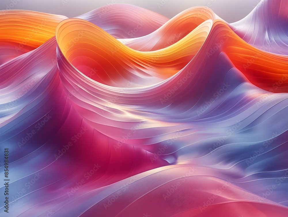 Poster mesmerizing abstract curved flowing lines with vibrant gradients and dreamlike compositions