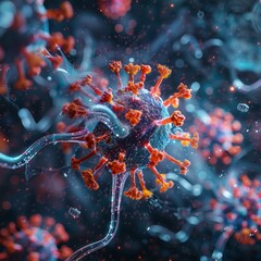 Obraz premium Closeup of a nanomedicine interaction with a virus