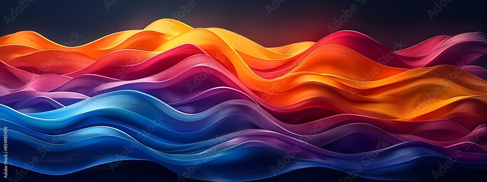 Poster mesmerizing waves of color captivating abstract digital artwork
