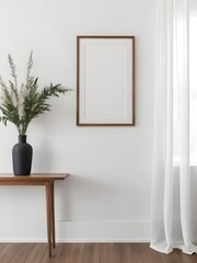 Mockup poster frame in contemporary living room interior background, modern interior design, frame mockup
