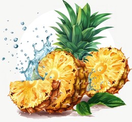 Pineapple with Water Splash