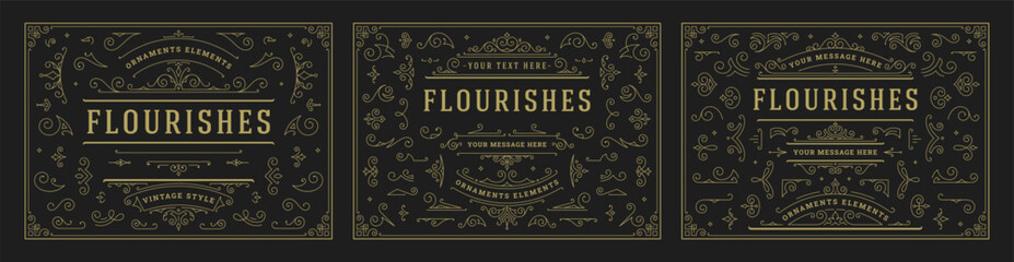 Vintage ornaments swirls and scrolls decorations design elements vector set