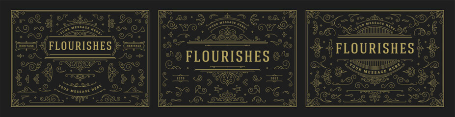 Vintage ornaments swirls and scrolls decorations design elements vector set