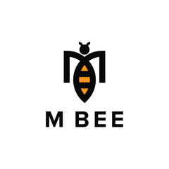 letter M bee simple sleek creative geometric modern logo design