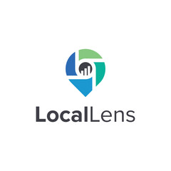 local lens simple sleek creative geometric modern logo design