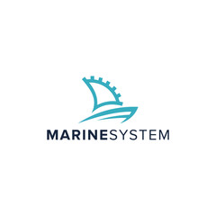 marine system simple sleek creative geometric modern logo design