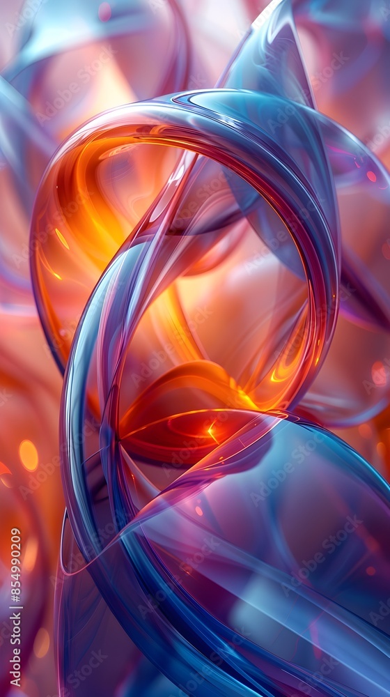 Fototapete captivating curving abstract lines in prismatic hues with mesmerizing motions and organic structures