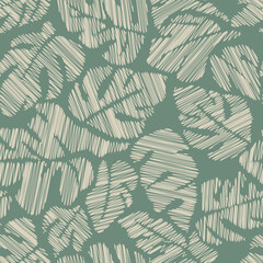 Scribble abstract hand drawn monstera leaf tropical seamless pattern background