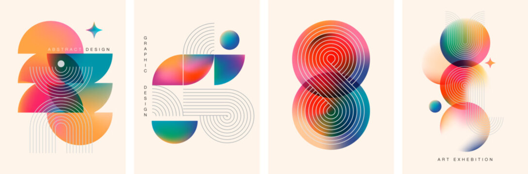 Abstract Geometric Linear background design collection. Bauhaus modern design, printable posters, banners, template concept design