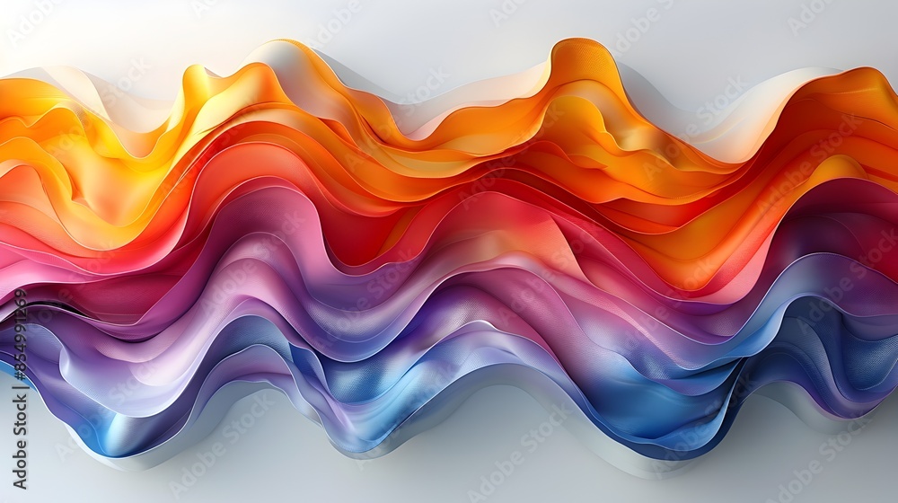 Aufkleber flowing colorful abstract lines in prismatic palettes with lyrical movement and sculptural forms