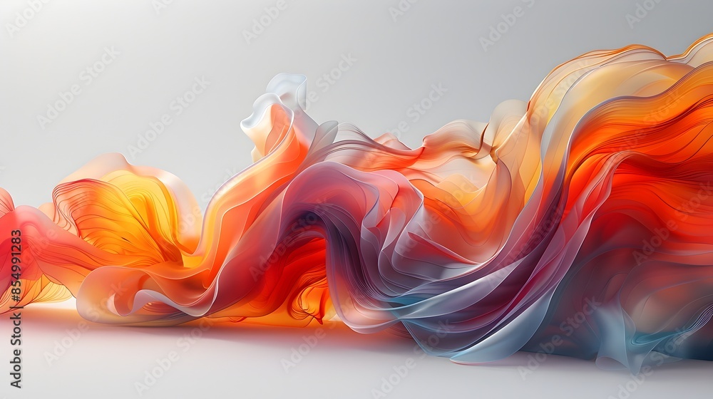 Poster flowing prismatic palettes lyrical digital abstract with sculptural forms and