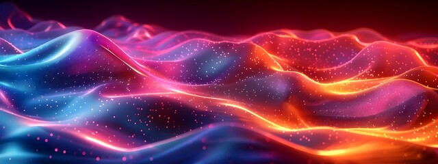 Obraz premium Mesmerizing 3D Rendered Abstract Wavy Gradients and Amorphous Shapes with Captivating Digital