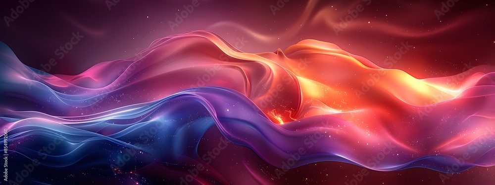 Poster mesmerizing chromatic curves captivating abstract digital art compositions