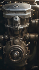 Fototapeta premium a close up of a motorcycle engine with a black background