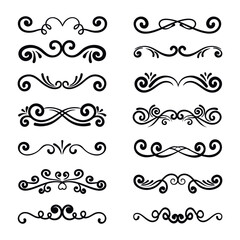 Obraz premium Decorative swirls and text dividers collection. Wedding ornamental design elements