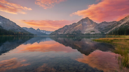 sunset over the lake