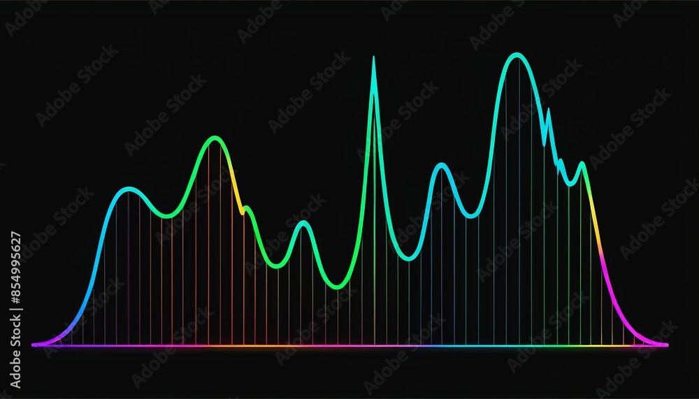 Poster neon sound waves: a continuous line drawing of vibrant audio spectrum
