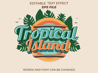 tropical text effect, font editable, typography, 3d text. vector template
