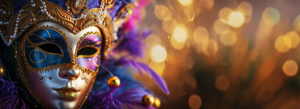 Mardi Gras carnival mask background with copyspace