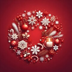 Christmas card with snowflake border, seamless pattern for Christmas greetings, New Year holidays