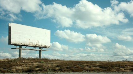 Minimalist Clean Blank Billboard in Outdoor Setting: Versatile Advertising Space with Clear and Simple Background for Branding and Marketing Concepts