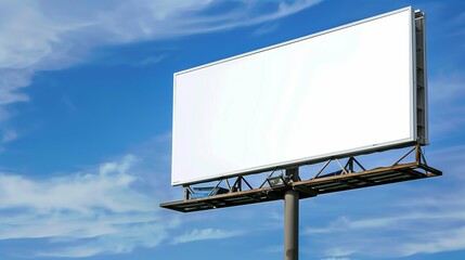 Minimalist Clean Blank Billboard in Outdoor Setting: Versatile Advertising Space with Clear and Simple Background for Branding and Marketing Concepts