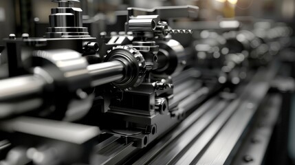 Naklejka premium CNC milling machine with limited depth of field