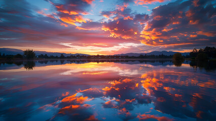 sunset over the river