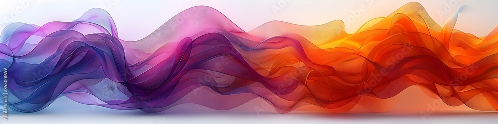 Poster vibrant abstract flowing lines cascading across pristine white background