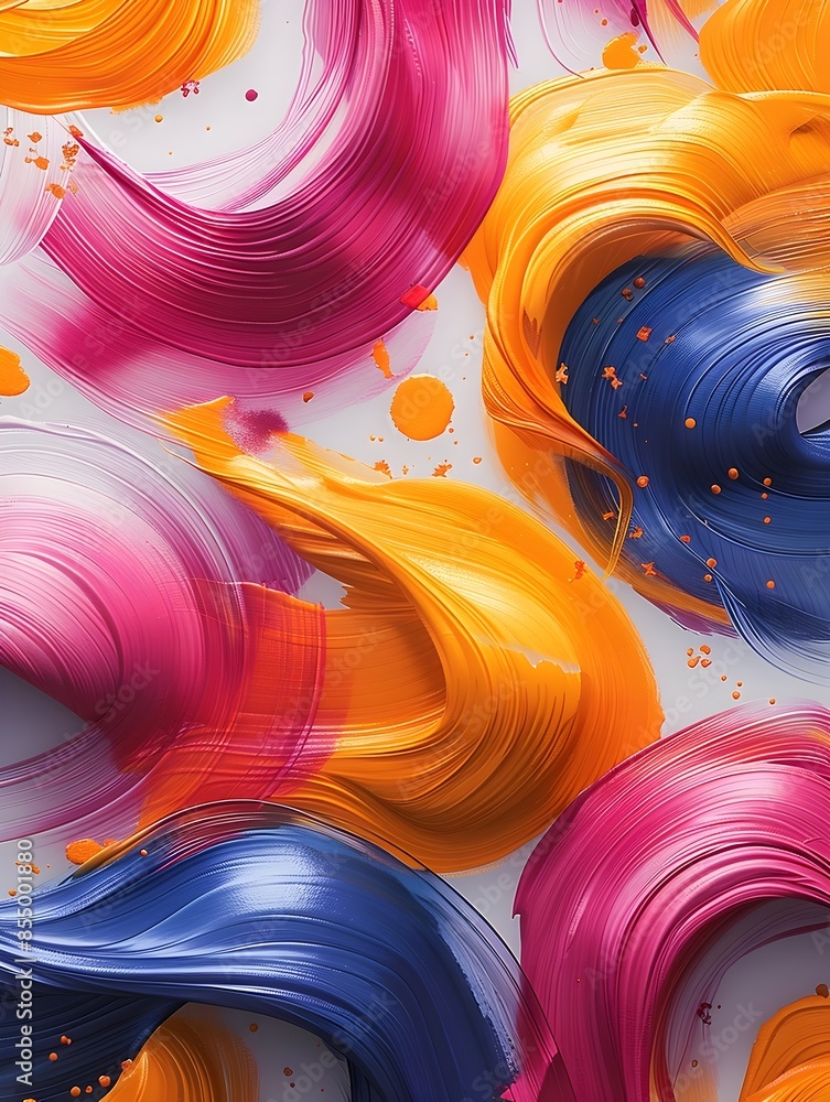 Poster mesmerizing abstract art with vivid intertwining pigment strokes in captivating display