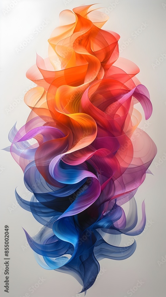 Poster dynamic and vibrant abstract artwork with spiraling kinetic forms